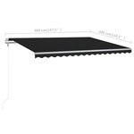 vidaXL Auvent manuel rétractable avec poteaux 4x3 m Anthracite