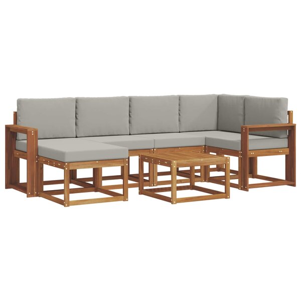 vidaXL Ensemble de canapés d'extérieur 7 pc Gris Naturel et Clair