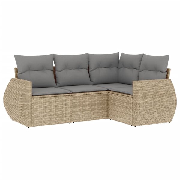 vidaXL Salon de jardin avec coussins 4 Pièces beige résine tressée