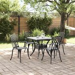 vidaXL Ensemble de tables de jardin 5 Pièces Noir Aluminium coulé