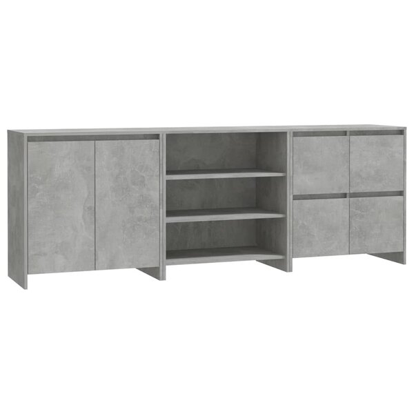 vidaXL Buffets 3 Pièces Gris béton Bois d'ingénierie