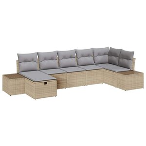 vidaXL Ensemble de Canapés avec coussin 7 Pièces polyrotin