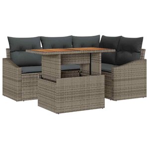 vidaXL Ensemble de canapé de jardin 5 Pièces Gris Poly rotin