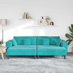 vidaXL Canapé avec coussin 3 Pièces Turquoise Velours