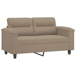 vidaXL Canapé 2 places avec oreillers taupe 120 cm tissu microfibre