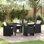 vidaXL Ensemble de salle à manger pour jardin 5 Pièces Noir Poly rotin