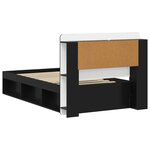 vidaXL Cadre de lit avec rangement Noir 75 x 190 cm Bois d'ingénierie