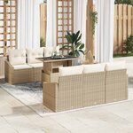 vidaXL Ensemble de canapé de jardin 7 Pièces Beige Poly rotin