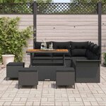 vidaXL Ensemble de canapé de jardin 9 Pièces Noir polyrotin