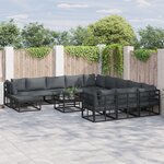vidaXL Ensemble de canapé de jardin 13 Pièces Noir Aluminium