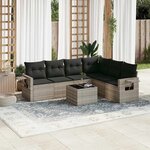 vidaXL Salon de jardin avec coussins 7 Pièces gris clair résine tressée