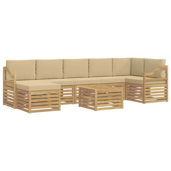 vidaXL Ensemble de canapés d'extérieur 8 pc Blanc et Beige Polyester