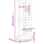 vidaXL Buffet haut Gris béton 69 5x34x180 cm Bois d'ingénierie