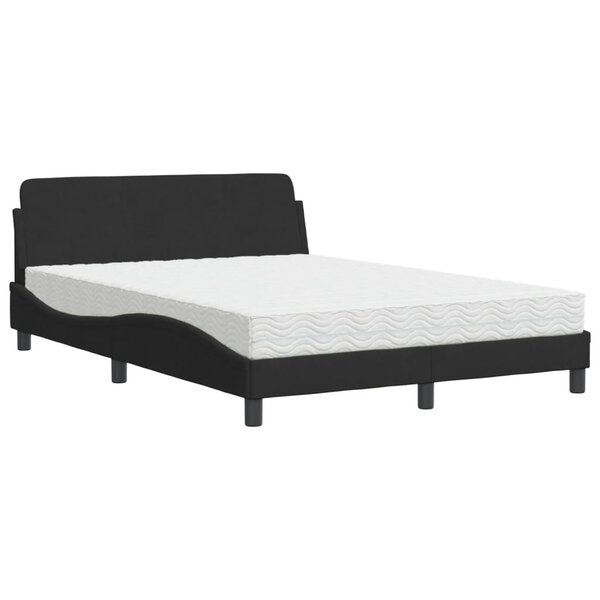vidaXL Lit avec matelas noir 140x200 cm velours
