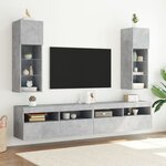 vidaXL Meubles TV avec lumières LED 2 Pièces gris béton 30 5x30x90 cm