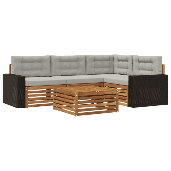 vidaXL Ensemble de canapés d'extérieur 5 Pièces Naturel et gris clair