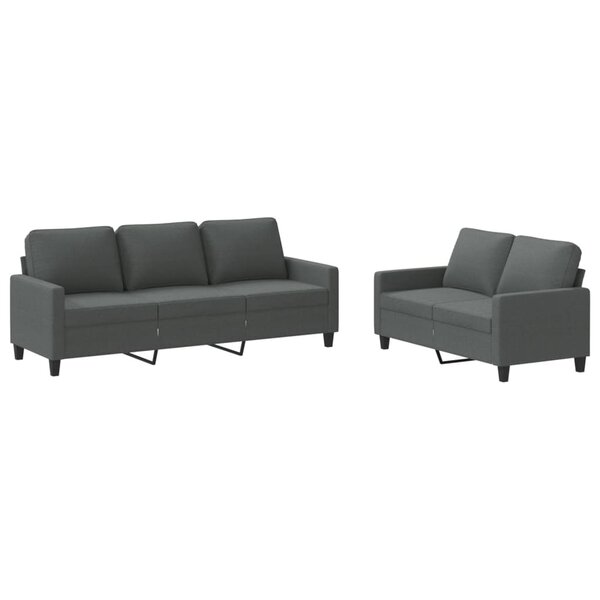 vidaXL Ensemble de canapés 2 Pièces avec coussins Gris foncé Tissu