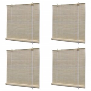 vidaXL Stores à rouleau Bambou naturel 4 Pièces 120x160 cm