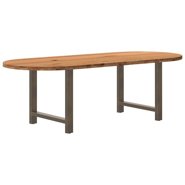 vidaXL Table à manger marron clair bois de chêne massif ovale