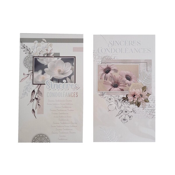 Carte De Voeux -  Sincères Condoléances - Fleurs Visuel Aléatoire*