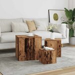 vidaXL Tables d'appoint 3 Pièces chêne artisanal bois d'ingénierie