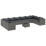 vidaXL Salon de jardin 11 Pièces avec coussins Gris Résine tressée