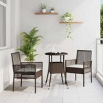 vidaXL Ensemble de salle à manger pour jardin 3 Pièces Marron Poly rotin