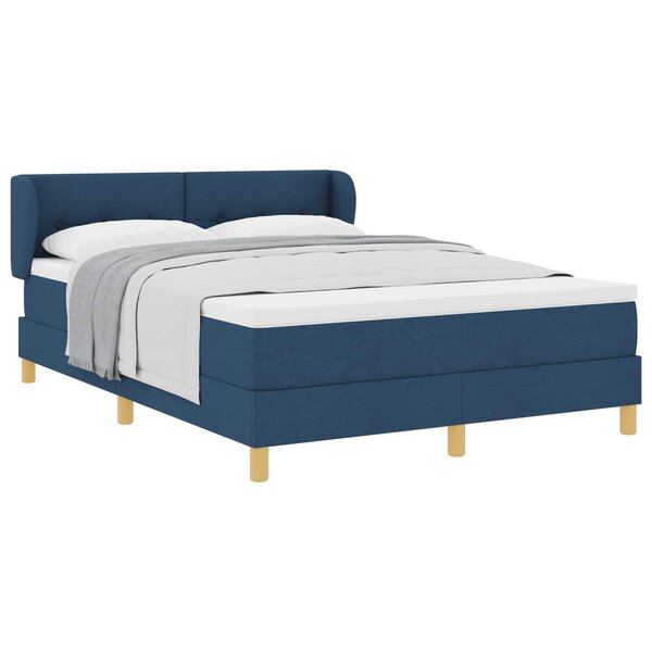 vidaXL Lit à ressorts avec matelas Bleu 140 x 190 cm tissu