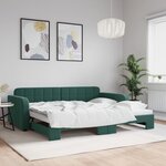 vidaXL Lit de jour avec lit gigogne vert foncé 90x200 cm velours