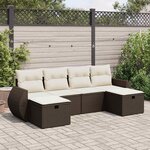 vidaXL Salon de jardin avec coussins 6 Pièces marron résine tressée