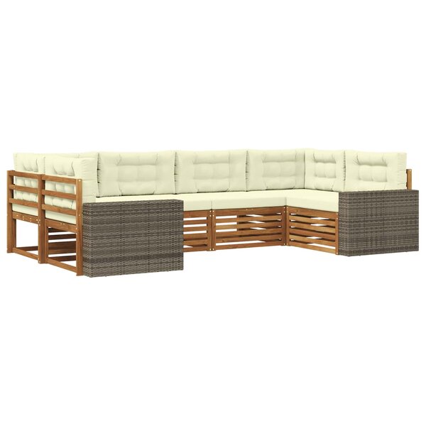 vidaXL Ensemble de canapés d'extérieur 6 pc Naturel et Crème