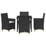 vidaXL Ensemble de salle à manger de jardin de 5 pièces avec coussins en poly rattan noir
