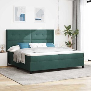 vidaXL Lit à ressorts avec matelas Vert foncé 200 x 200 cm Velours