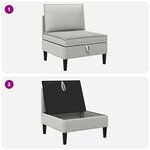 vidaXL Canapé central avec rangement Gris clair Velours