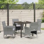 vidaXL Set de jardin de 5 pièces en poly rattan gris