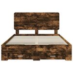 vidaXL Cadre de lit Chêne fumé 140 x 200 cm Bois d'ingénierie