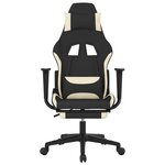 vidaXL Chaise de jeu avec repose-pied Noir et crème Tissu