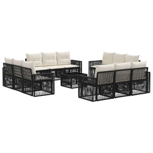 vidaXL Ensemble de canapé de jardin 13 Pièces Noir et blanc crème