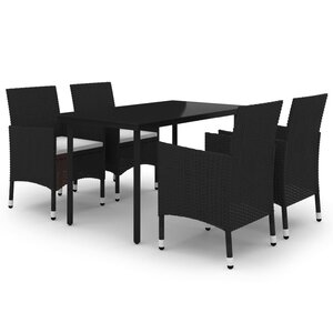 vidaXL Mobilier à dîner de jardin coussins 5 Pièces Résine tressée Verre