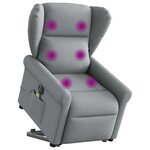 vidaXL Fauteuil inclinable de massage électrique Gris clair Tissu