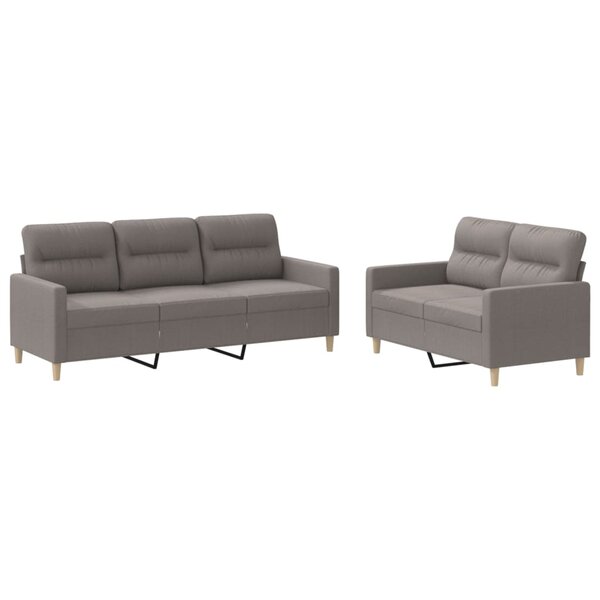 vidaXL Ensemble de canapés 2 Pièces avec coussins Taupe Tissu