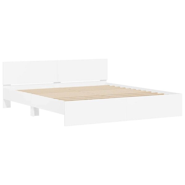 vidaXL Cadre de lit Blanc 137 x 188 cm Bois d'ingénierie
