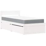 vidaXL Lit avec tiroirs et matelas blanc 100x200 cm bois massif de pin