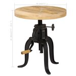 vidaXL Table d'appoint 45x (45-62) cm Bois de manguier massif et fonte