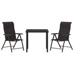 vidaXL Ensemble de Restauration de Jardin de 3 Pièces Noir Poly Rattan