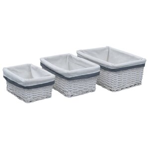 vidaXL Ensemble de paniers gigognes 3 Pièces Blanc Saule