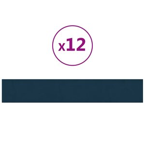 vidaXL Panneaux muraux 12 Pièces Bleu 90x15 cm Velours 1 62 m²