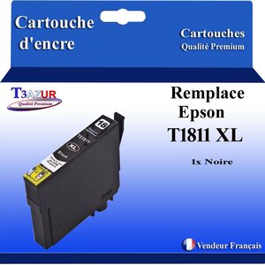 T3AZUR- Cartouche Compatible avec Epson 18XL 18 XL remplace Epson Expression Home XP-402  XP-405  XP-405WH  XP-412  XP-415  XP-422  XP-425 Noire