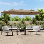 vidaXL Parasol de jardin à double tête avec LED taupe 449x265 cm