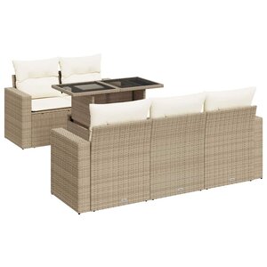 vidaXL Salon de jardin avec coussins 6 Pièces beige résine tressée